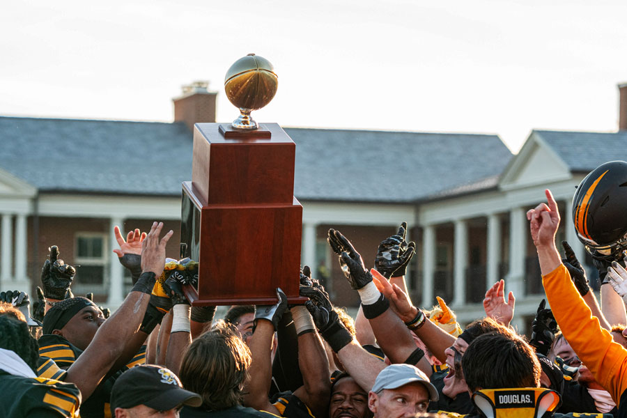Randolph Macon Football Team with Trophy
